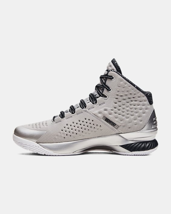 Unisex Curry 1 Retro 'Black History Month' Basketball Shoes, Silver, pdpMainDesktop image number 1